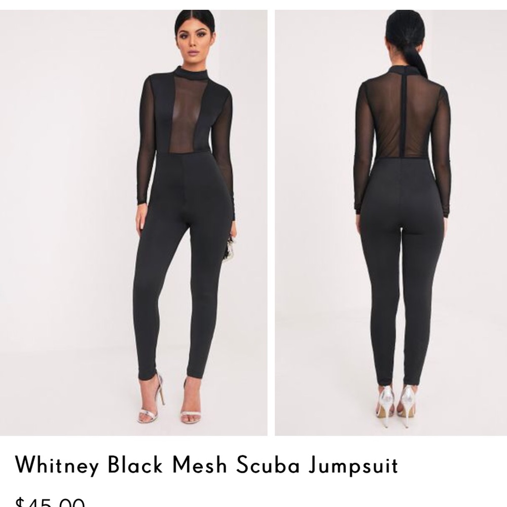 Black mesh jumpsuit